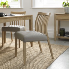 Bergen Oak Low Slat Back Chair - Grey Bonded Leather (Pair)