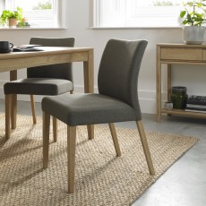 Bergen Oak Upholstered Chair - Black Gold Fabric (Pair)