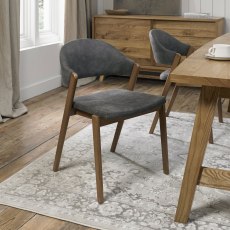 Camden Rustic Oak Upholstered Chair in Fabric (Pair)