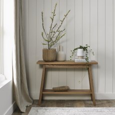 Camden Rustic Oak Console Table with Shelf