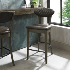 Ellipse Fumed Oak Upholstered Bar Stool (Pair)