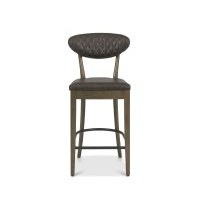 Ellipse Fumed Oak Upholstered Bar Stool (Pair) Ellipse Fumed Oak Upholstered Bar Stool (Pair)