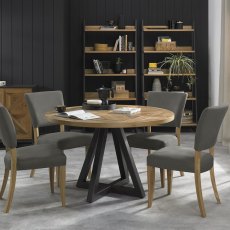 Indus Rustic Oak Circular Dining Table