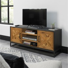 Indus Rustic Oak Peppercorn Entertainment Unit