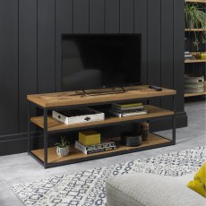 Indus Rustic Oak Open Entertainment Unit