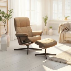 Stressless Mayfair Chair in Fabric, Cross Base with Footstool