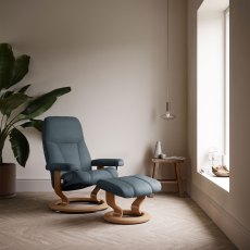 Stressless Consul Chair in Leather, Classic Base with Footstool Stressless Consul Chair in Leather, Classic Base with Footstool