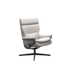 Stressless Rome Chair with Adjustable Headrest in Leather, Urban Cross Base Stressless Rome Chair with Adjustable Headrest in Leather, Urban Cross Base