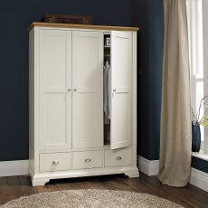 Hampstead Soft Grey and Pale Oak Triple Wardrobe