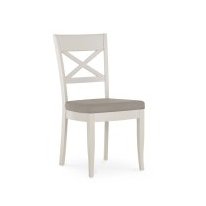 Montreux Washed Oak and Soft Grey X Back Chair - Ivory Bonded Leather (Pair)