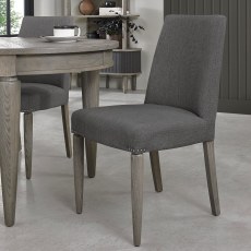 Monroe Silver Grey Upholstered Chair - Slate Grey Fabric (Pair)