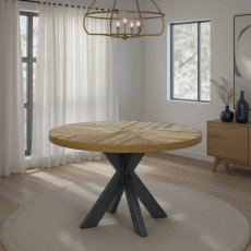 Ellipse Rustic Oak Circular Dining Table