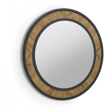 Ellipse Rustic Oak Wall Mirror