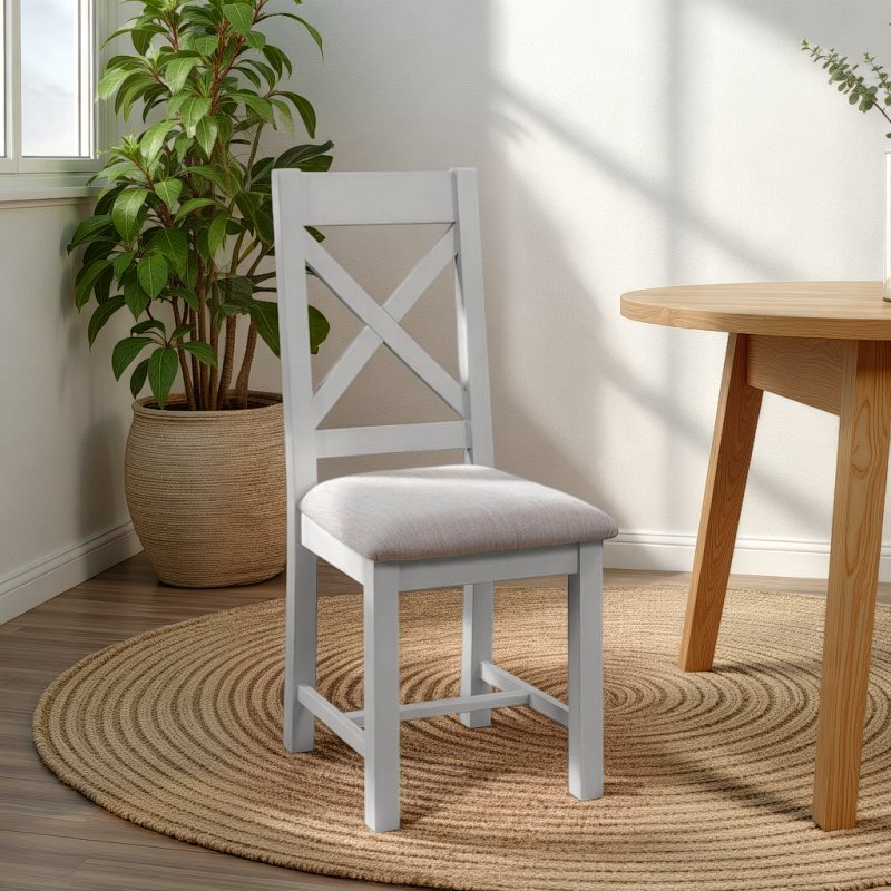 H Collection Arundel Cross Back Chair With Fabric Seat Other Paint Options