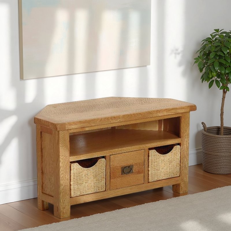 Global Home Salisbury Corner TV Unit with Baskets