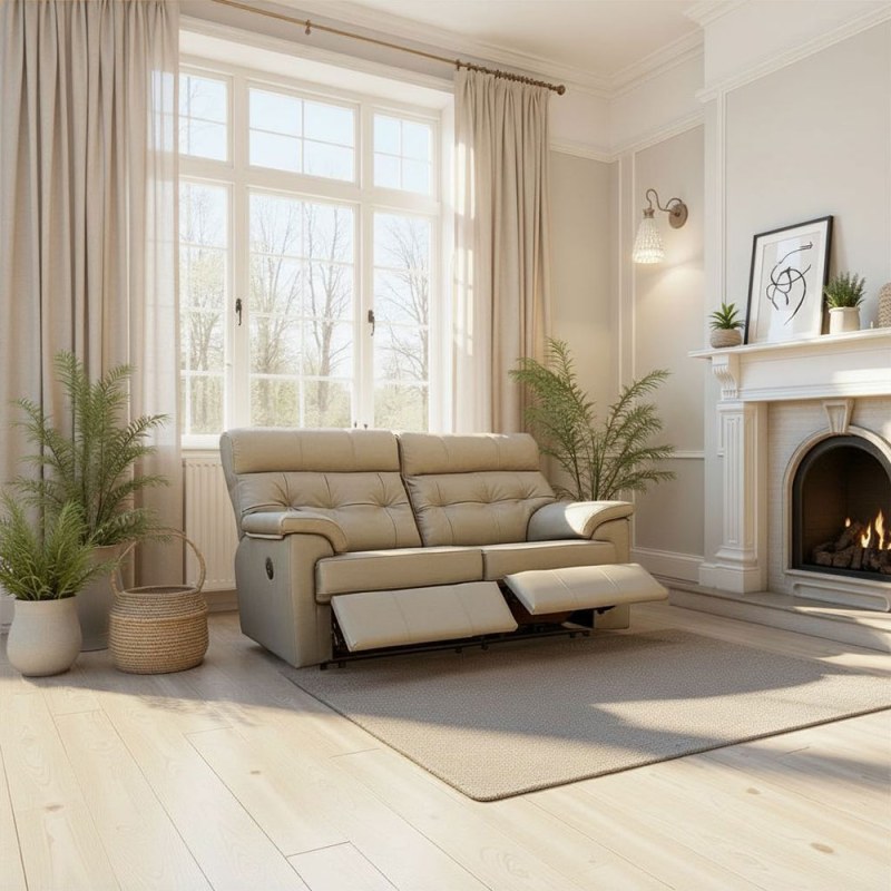 G Plan Laurie Reclining 2 Seater Sofa DBL In Leather