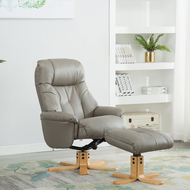 H Collection Elodie Swivel Recliner in Plush Faux Leather