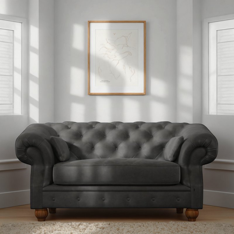 Old Charm Deepdale Love Seat in Leather