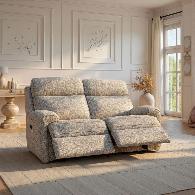 G Plan G Plan Hardy 2 Seater Power Recliner Sofa Head Rest and Lumbar In Fabric