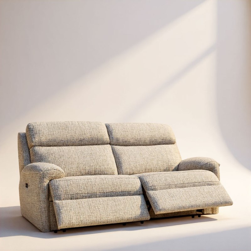 G Plan Hardy 3 Seater Power Recliner Sofa Head Rest and Lumbar In Fabric