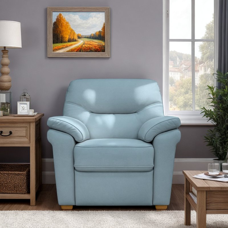 G Plan G Plan Seattle Chair Heated Seat with Show Wood in Leather