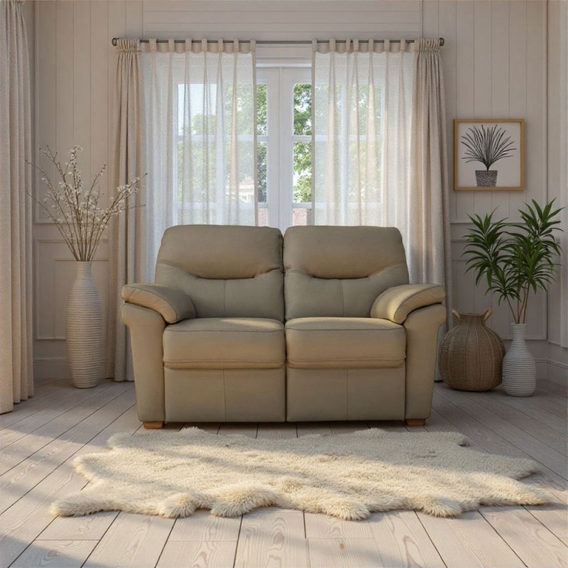 G Plan G Plan Seattle 2 Seater Sofa with Show Wood in Leather