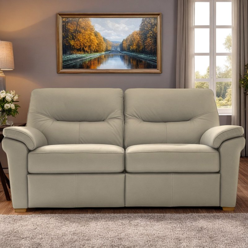 G Plan G Plan Seattle 2.5 Seater Heated Seat Sofa with Show Wood in Leather
