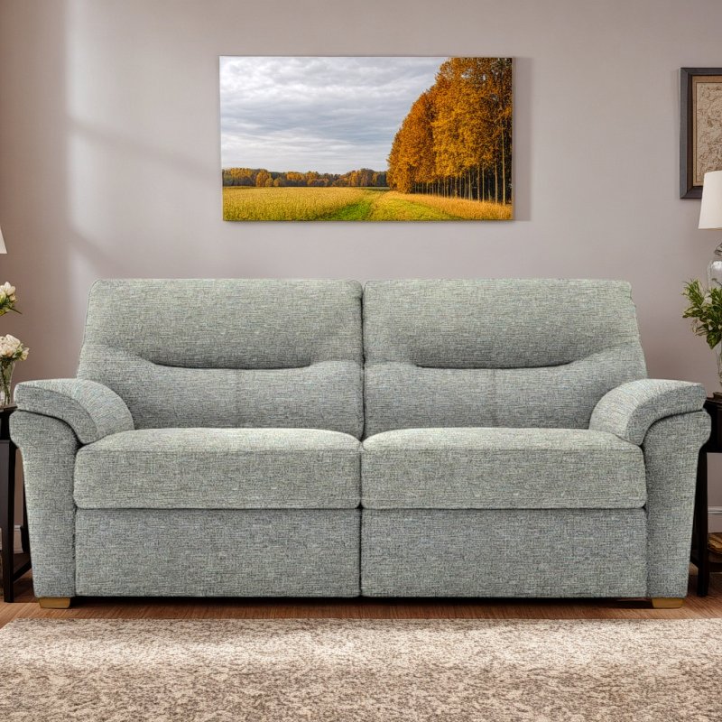 G Plan G Plan Seattle 3 Seater Heated Seat Sofa with Show Wood in Fabric