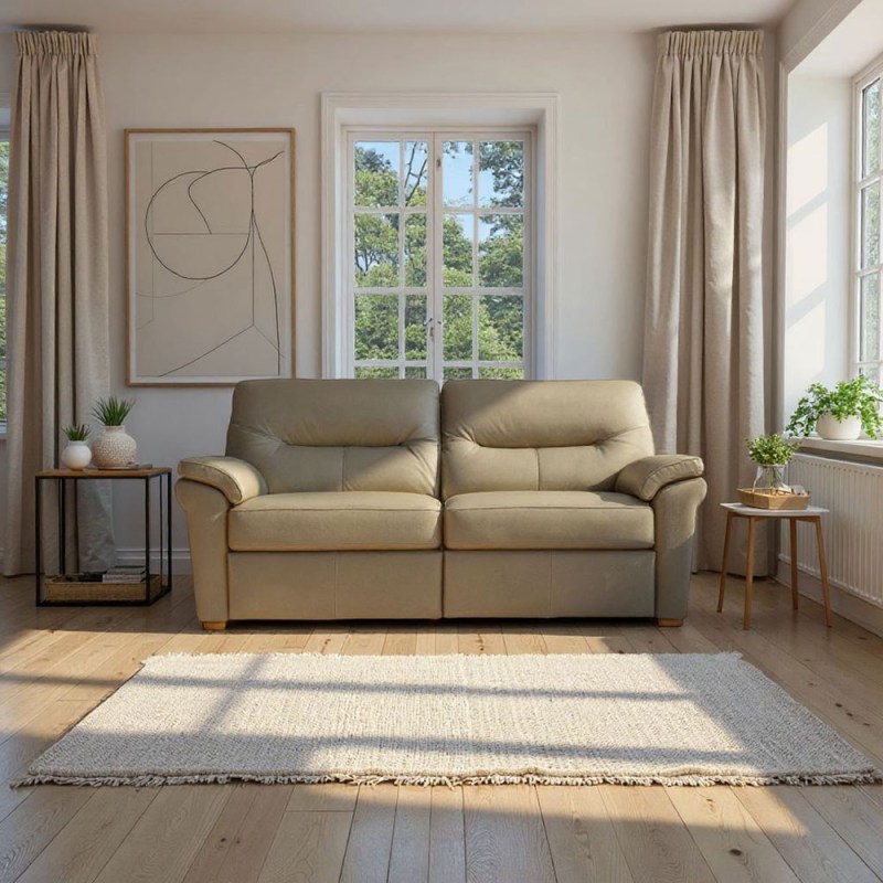 G Plan G Plan Seattle 3 Seater Sofa with Show Wood in Leather