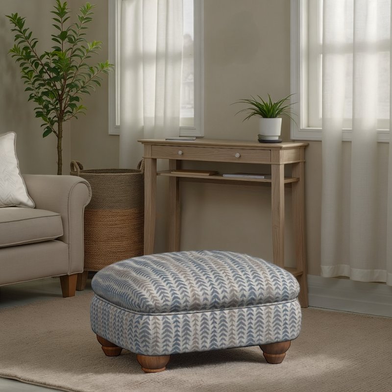 Old Charm Accent Button Footstool in Fabric