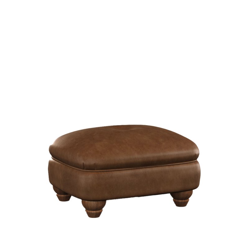 Old Charm Accent Button Footstool in Leather