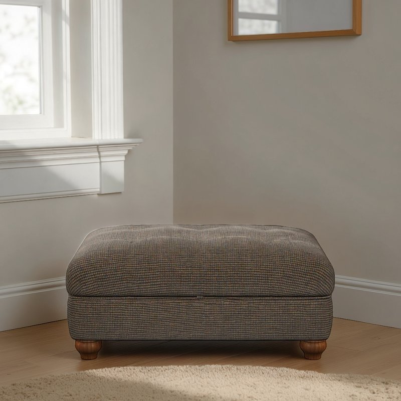 Old Charm Storage Footstool (Square Buttoning) in Fabric