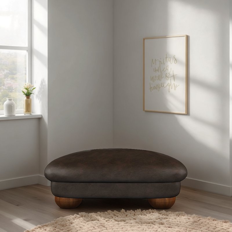 Old Charm Mini Footstool in Leather