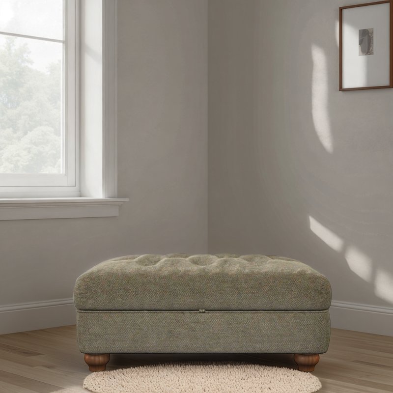 Old Charm Storage Footstool (Diamond Buttoning) in Fabric