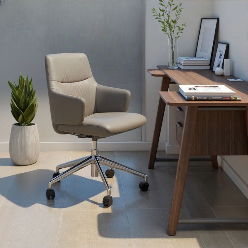 Stressless Stressless Mint Low Back Home Office Chair With Arms in Leather
