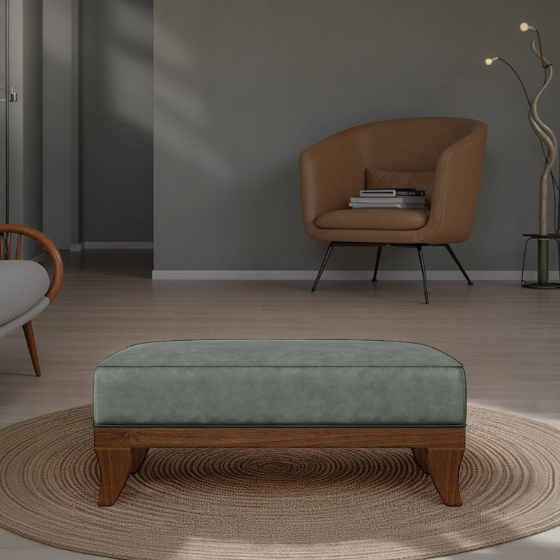 Old Charm Weybourne Footstool in Leather
