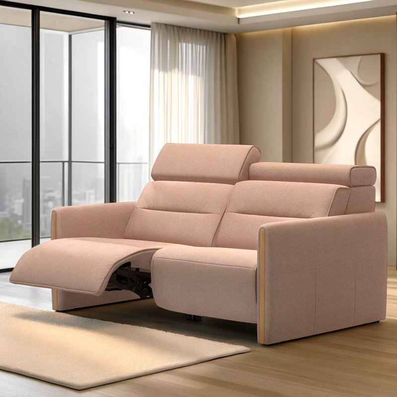 Stressless Stressless Emily 2 Seater Power Recliner with Wood Arms in Fabric