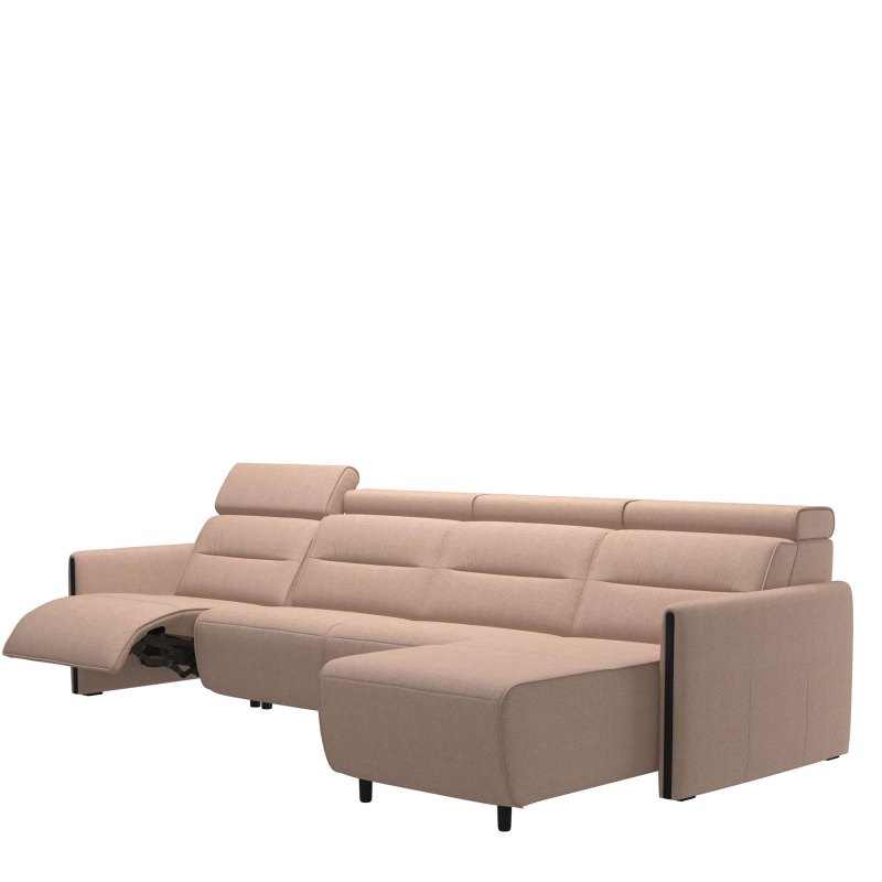 Stressless Stressless Emily 3 Seater, Power Left, Medium Longseat Right, with Wood Arms in Fabric