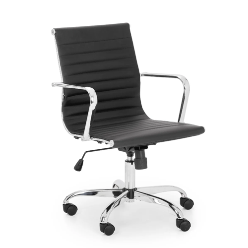 GIO201 Black Faux Leather Chrome