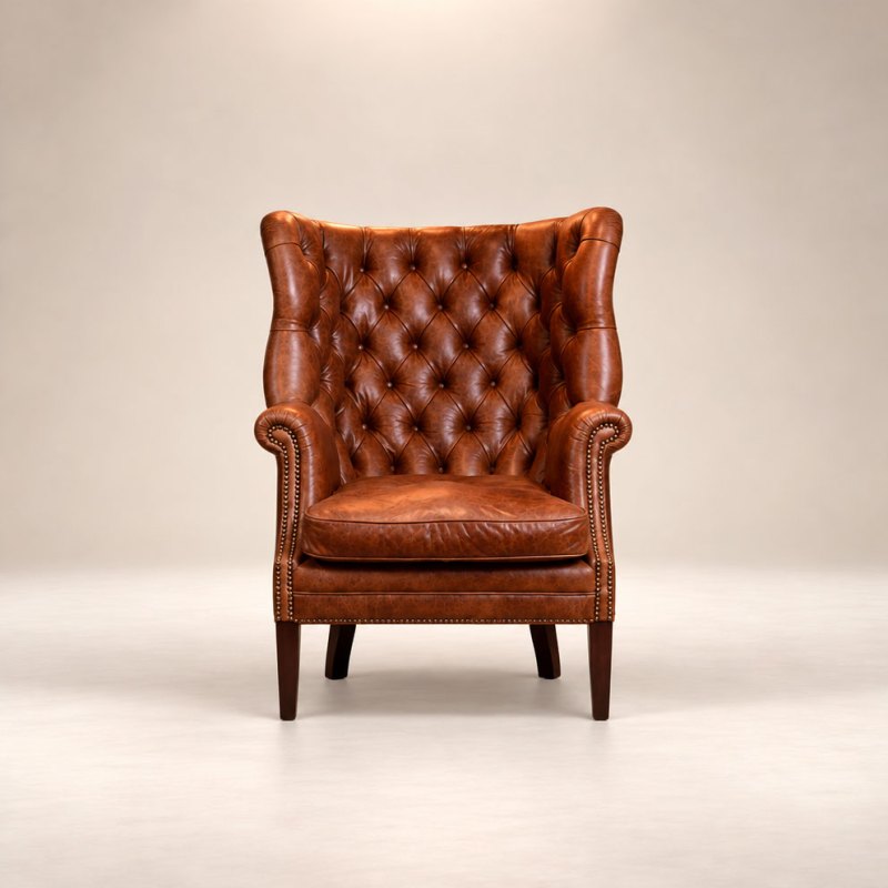 Mackenzie Wing Chair Leather Main Image HF