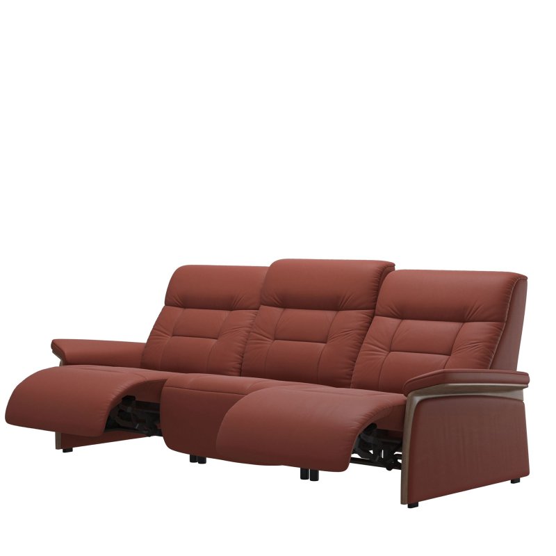 Stressless Stressless Mary 3 Seater Power Recliner with Wood Arms in Leather