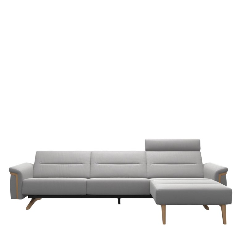 Stressless Stella 2.5 Seater with Large Longseat RHF, with Wood Arms in Leather