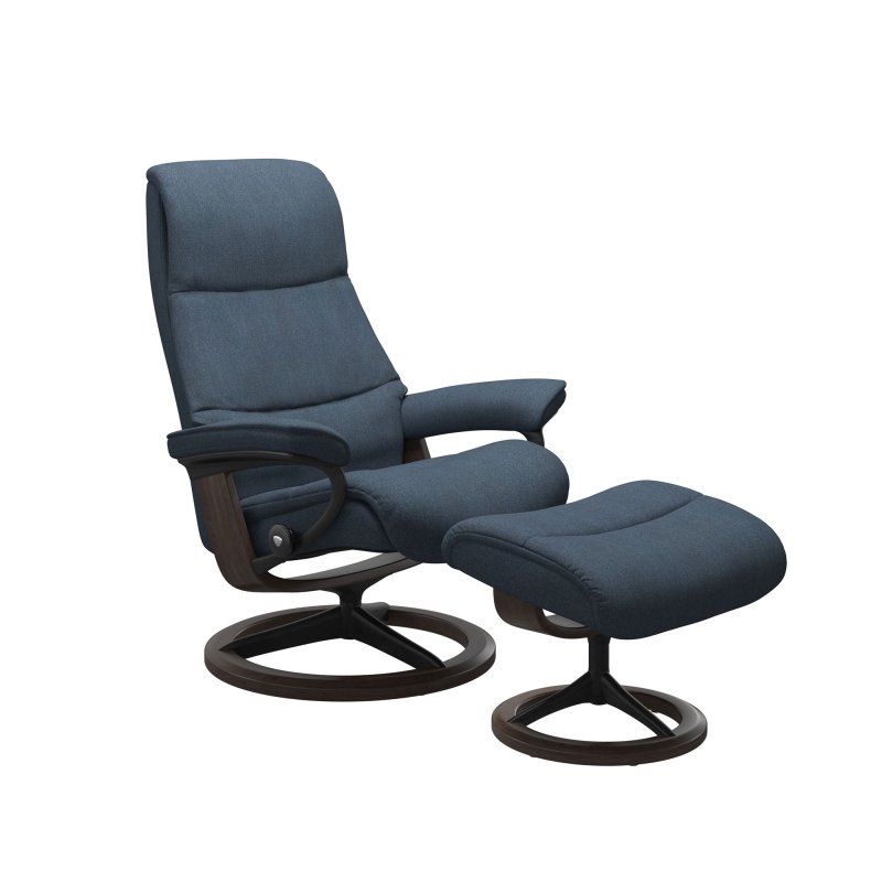Stressless Stressless View Chair in Fabric, Signature Base with Footstool