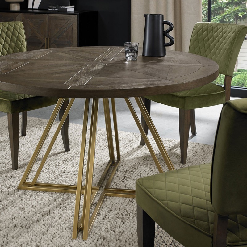 Bentley Designs Athena Fumed Oak 4 Seater Circular Dining Table