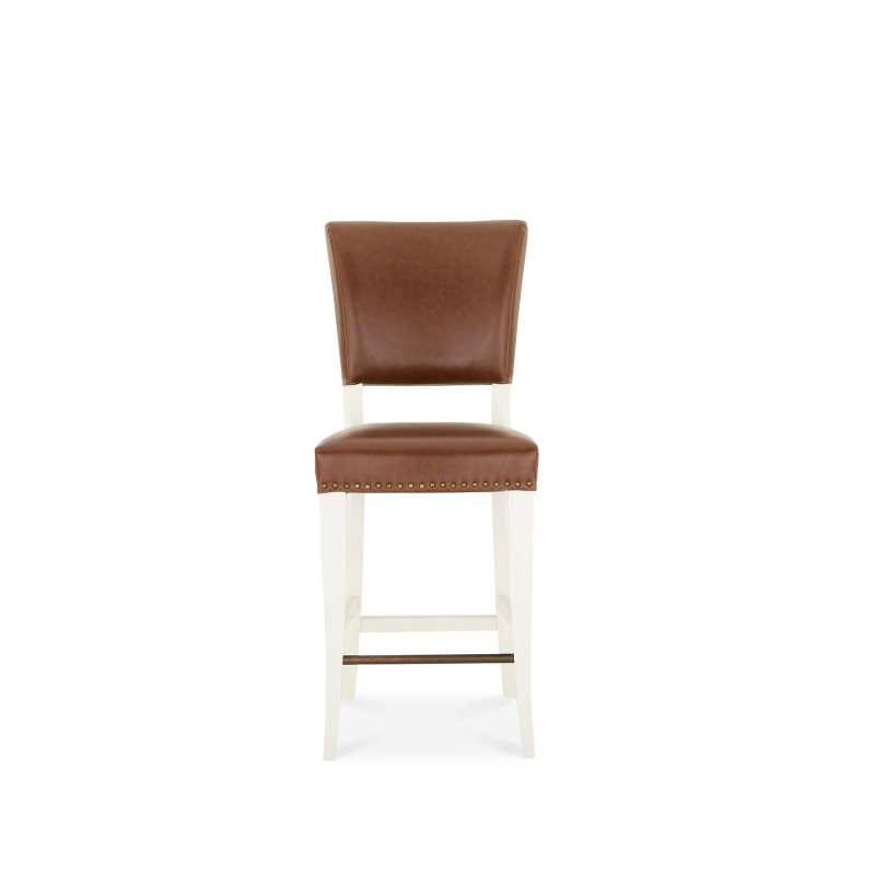 Bentley Designs Belgrave Ivory Bar Stool - Faux Leather (Pair)