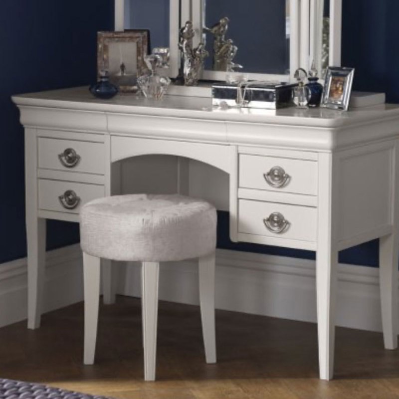 Bentley Designs Chantilly White Stool - Grey Fabric