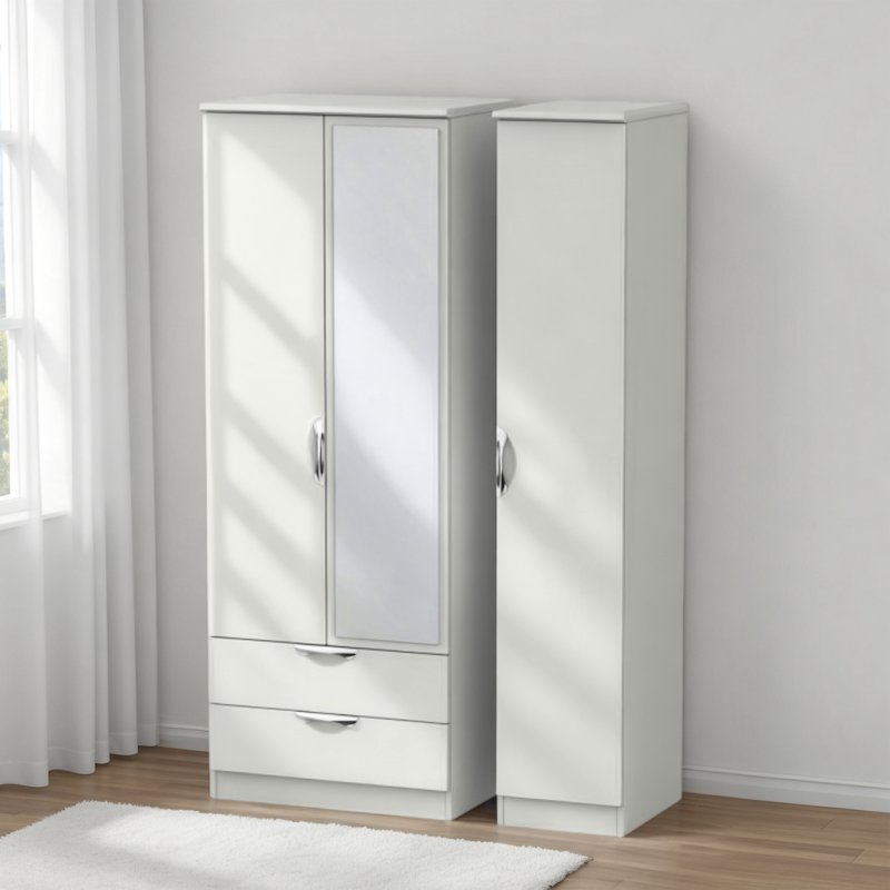 Welcome Furniture Camden Tall Triple 2 Drawer Mirror Robe
