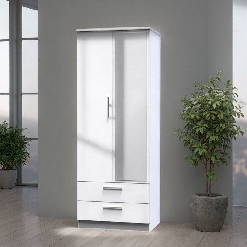 Welcome Furniture Knightsbridge Tall 2ft6 2 Drawer Mirror Robe