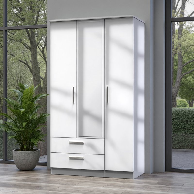 Welcome Furniture Knightsbridge Tall Triple 2 Drawer Mirror Robe