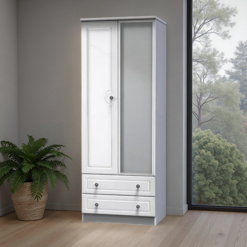 Welcome Furniture Pembroke Tall 2ft6 2 Drawer Mirror Robe